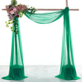 VDS Pack of 4 Panel (30 Inch X 20 Feet) Wedding Arch Draping Fabric Sheer Chiffon Fabric Drapery for Wedding Ceremony Reception Swag Backdrop Canopy Chuppah ARBO Altars Decoration (Emerald)