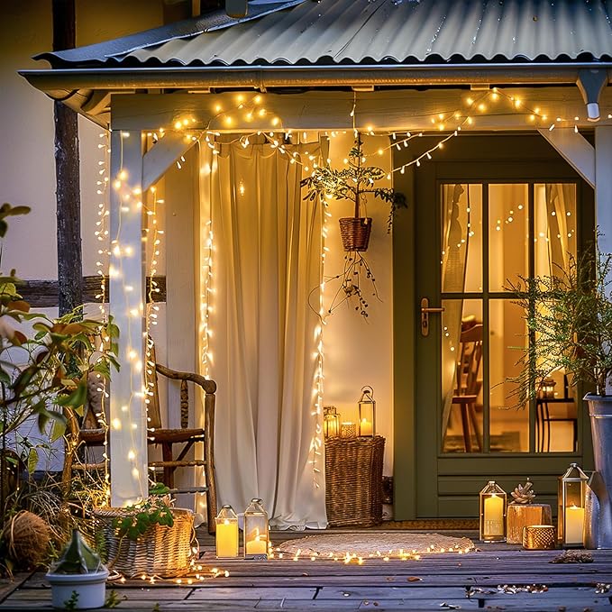 JMEXSUSS 230ft 720 LED Warm White Christmas String Lights Outdoor, Plug-in Outdoor String Lights with Remote Control, Clear Wire 8 Modes Christmas Tree Light for Bedroom Tree