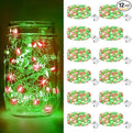 btfarm 12 Pack Fairy Lights Battery Operated [3 Modes], 7ft 20 Led Twinkle Lights String Lights Waterproof Bulk Small Mini Silver Wire for Christmas Mason Jars Wedding Table Centerpiece, Red Green