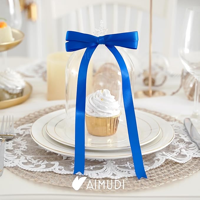 AIMUDI Royal Blue Bows 5 × 10" Satin Bows for Gift Wrapping Twist Tie Bows Premade Ribbon Bows for Bouquets Invitations Baskets Crafts Wreaths Wedding Birthday Party Baby Shower Decorations, 36 PCs