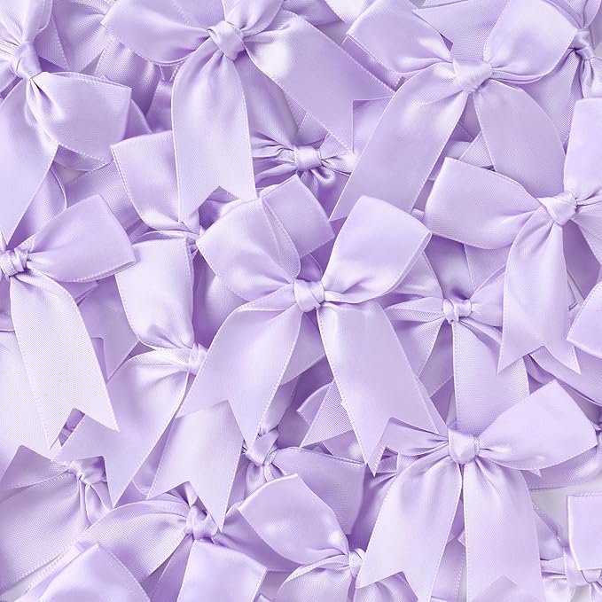 Feluwi Light purple Gift Wrap Bows (50 Pcs) - 3.3 Inch Elegant Plastic-Free Bows for Christmas Gifts, Birthday Presents, Wedding Friendly Party Supplies, Baby Shower, Gift Bags Decorative Accessories