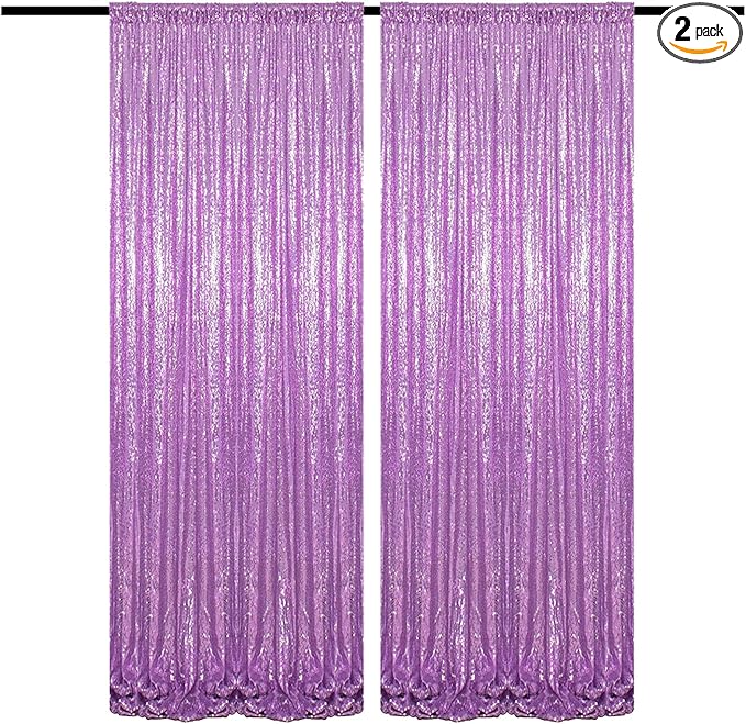 Lavender Sequin Backdrop Curtain 4FTx8FT 2 Panel Shimmer Curtains for Parties Glitter Curtains Photo Background for Wedding Baby Shower