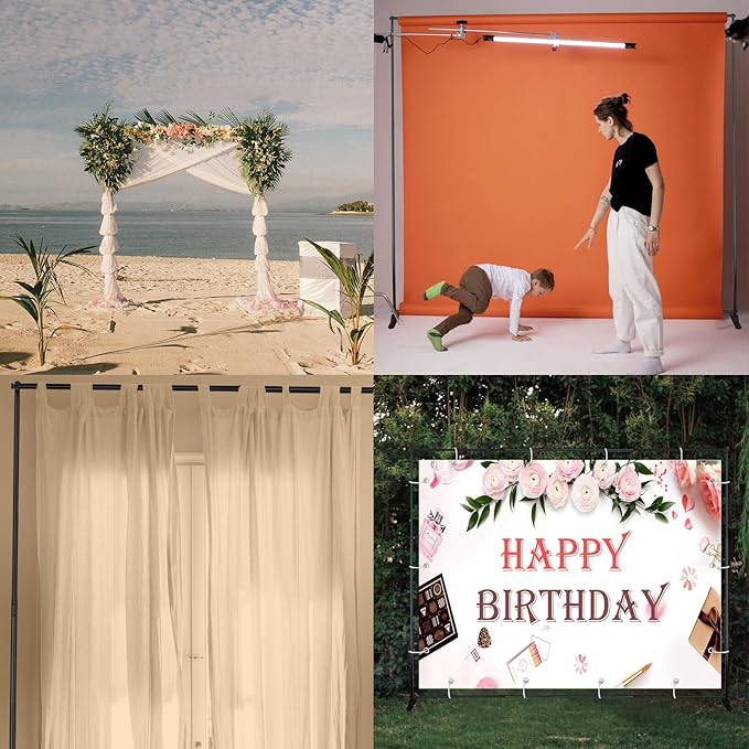 10x8 FT(WxH) Heavy Duty Backdrop Banner Stand with Adjustable Telescopic Tube,Step and Repeat Stand for Parties, Photo Booths, Exhibit Events and More Easy to Install(Carrying Bag Included)