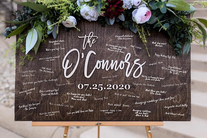 Personalized Last Name Guest Book, Unique Guest Book Sign, Custom Alternative Guest Book, Wooden Guest Book, Wedding Ceremony Guestbook Sign (Design 4)