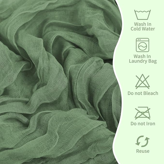 50 PCS Cheesecloth Chair Sashes, Bows Designed ChairSashes, 15.7x108 inch Chair Sashes for Aisle Decorations Universal Chairs Cover Decoration for Wedding Reception Party Banquet (Sage Green)