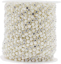 Mandala Crafts 0.5 Inch Crystal Faux White Pearl Beads Roll - 10 Yards Strand of Rhinestones Fake Pearls Chain Garlands Spool String for Christmas Tree, Wedding, Party, Vases, DIY Decoration