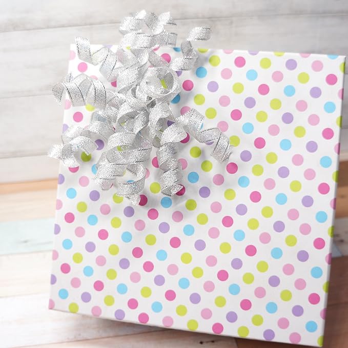 CT CRAFT LLC Silver Metallic Burst Curly Ribbon Bow 4" Wide x 6 Counts Gift Wrapping Pre-Tied Self-Adhesive Tab for Birthday Present Box Wine Bottle Baby Shower Party Christmas Hanukah