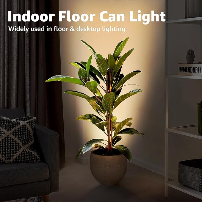 SUNVIE 2 Pack Up Lights Indoor Floor Can Light, Uplighting Indoor Spotlight Accent Lighting with 2700K GU10 LED Bulbs, 5W Uplights Floor Spot Light for Home Plant, 5.9 FT Plug Cord & Foot Switch