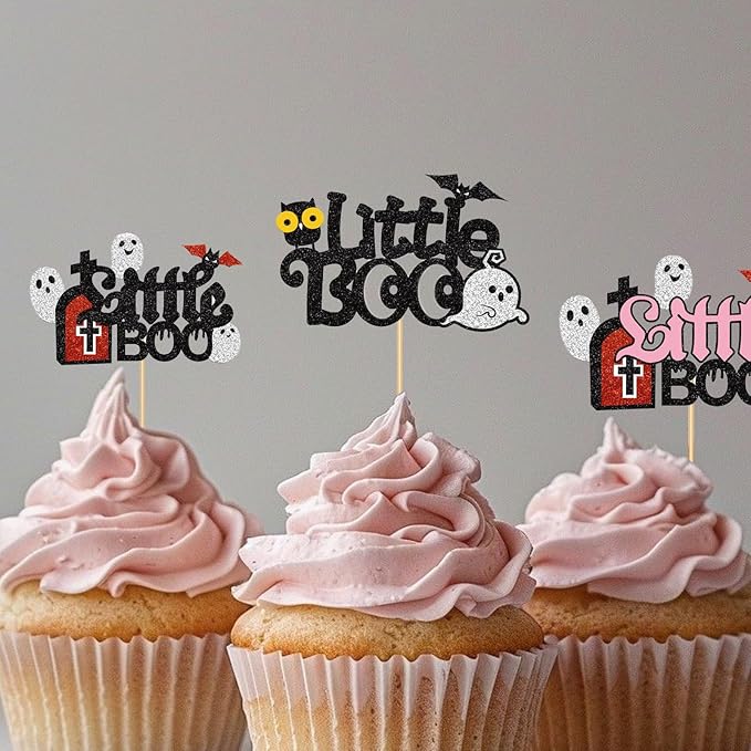 5 Pcs Halloween Cake Toppers Set Cute Ghost Tombstones Cupcake Plugin Ghosts Little Boo Dessert Decorations for Birthday Halloween Party Cake Decoration Supplies