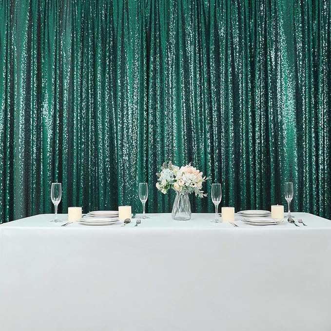 Hahuho Hunter Sequin Backdrop Curtain, 4PCS 2FTx8FT Glitter Backdrop Curtain for Parties, Christmas, Wedding, Party Decoration（4 Panels, 2FT x 8FT, Hunter