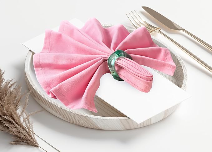 Epoxy Resin Spring Napkin Rings Set of 12 - Irregular Napkin Holders for Dining Table, Party Decor, Weddings, Everyday Use, Elegant Tabletop Accents (Multi Pastel) - CLEENTABLE
