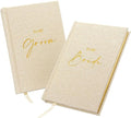 MUUJEE Hard Cover Vow Books (Set of 2) - Foil Embossed Wedding Ceremony Vow Renewal Speech Books, Couple Gifts for Engagement (To My Bride/Groom)