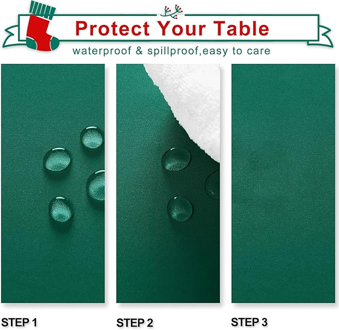 Hiasan Emerald Green Tablecloth for Rectangle Tables - Waterproof Washable Oblong Table Cloth for Dining Kitchen and Outdoor Use, 54 x 80 Inch