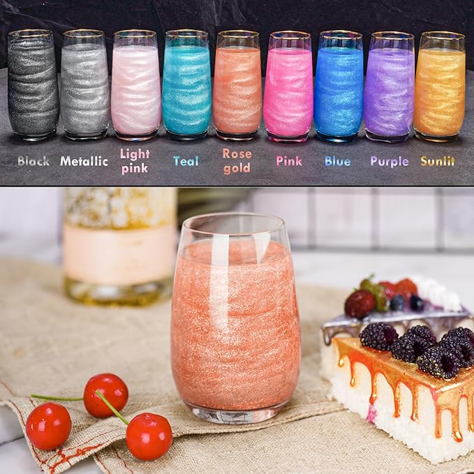 NiHome Edible Food-Grade Glitter Powder Glimmer Luster Dust Metallic Fancy Food Decorating Sprinkle Glimmery Dust for Drink Wine Beverage Cake Bakery Vegan Allergen-Free (Rose Gold, 0.35oz/10g)
