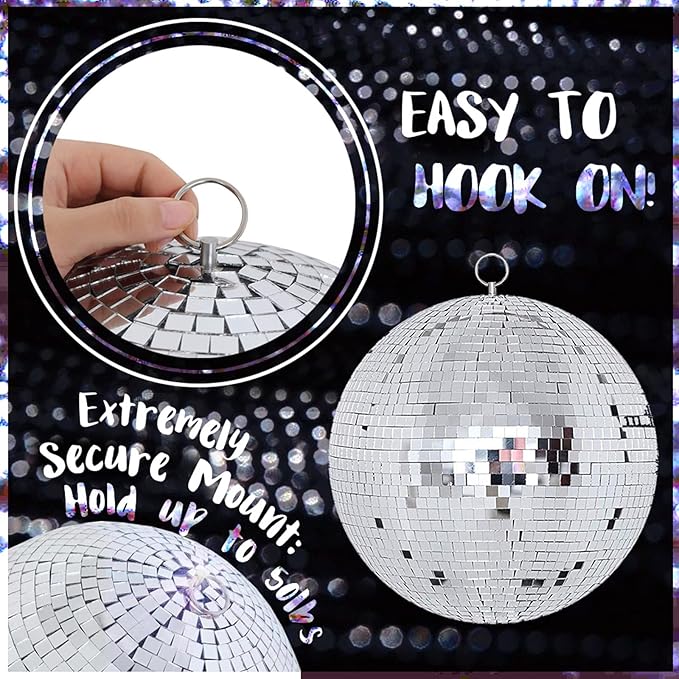 Youdepot Disco Ball 12-Inch – Large Mirror Ball Hanging Party Decor for Weddings, Events, and Dance Parties
