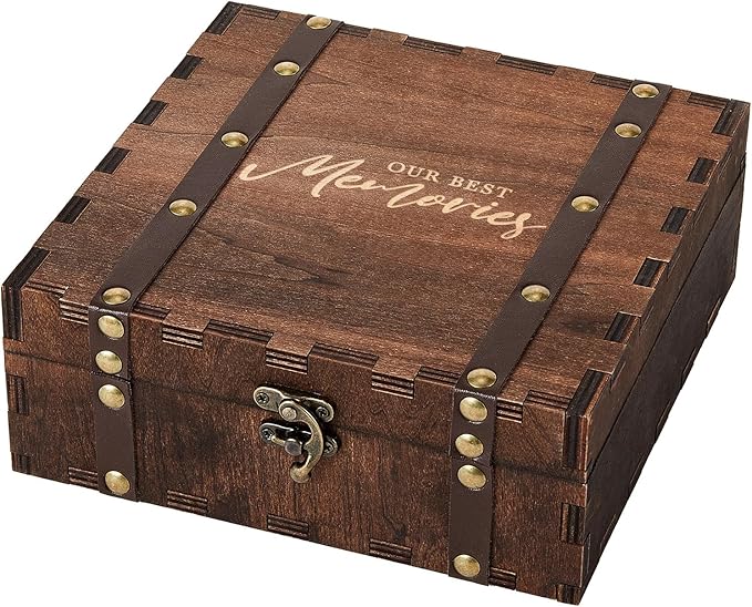 AW BRIDAL Wedding Memory Box for Keepsakes, Wooden Keepsake Boxes with Lid for Storage and Decorative, Wedding Gifts for Bride and Groom, Bridal Shower Gifts for Bride, Engagement Gift for Couples