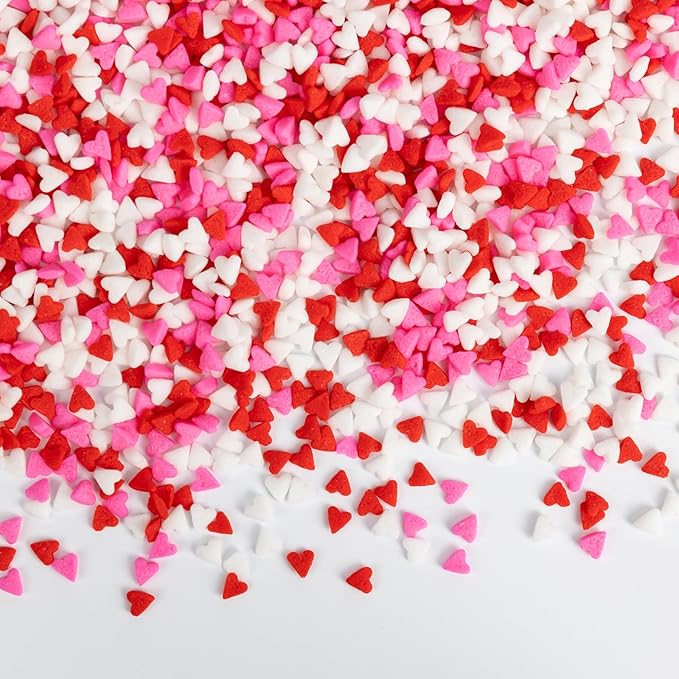 Edible Heart Sprinkles for Cake Decorating,Red Pink White Heart Shapes Mix,100g,Miniature Sugar Sprinkle for Baking Decorations ,Cake Ice Cream Cookies Cupcake Chocolate Topper Birthday Wedding Valentines Christmas Supplie