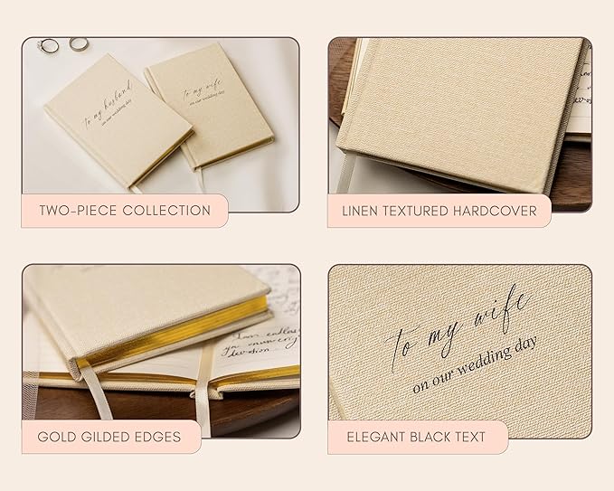 To My Wife/Husband on Our Wedding Day (Set of 2) - 5.75 x 5 Minimalist Pocket Sized Black Embossed Wedding Ceremony Vow Renewal Notebook Journal