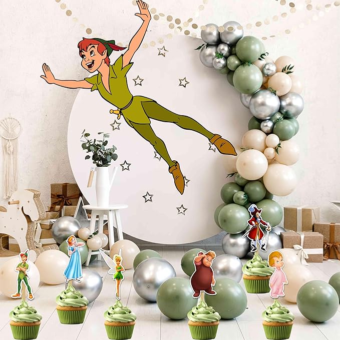 "Petr Pan Cupcake Topper – Fairy Tale Theme Birthday Party Supplies – Cartoon-Inspired Cake Decoration for Adults – Perfect for Baby Showers, School Events, Family Celebrations, and Themed Parties"