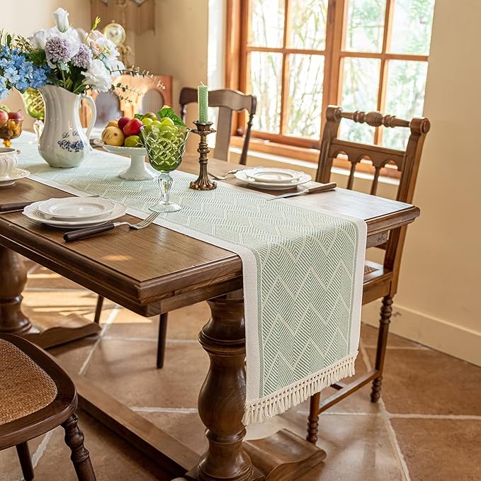 Table Runners 95 Inches,Waterproof Boho Table Runner with Tassel Fringe,Table Runner for Party Coffee Table