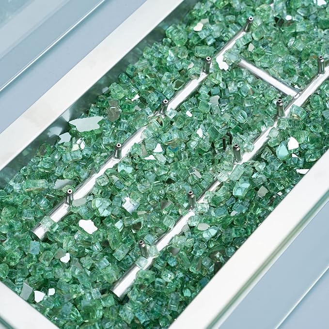 Stanbroil 10-Pound Fire Glass - 1/2 inch Reflective Tempered Fire Glass for Fireplace Fire Pit, Light Green Reflective
