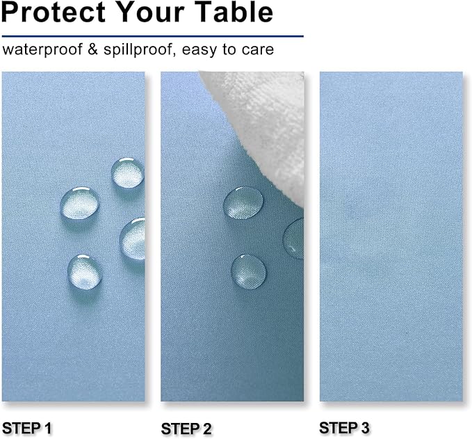 Hiasan Dusty Blue Rectangle Tablecloth - Waterproof Washable Polyester Fabric Table Cloth for Buffect Dining Birthday Party Wedding, 54 x 80 Inch