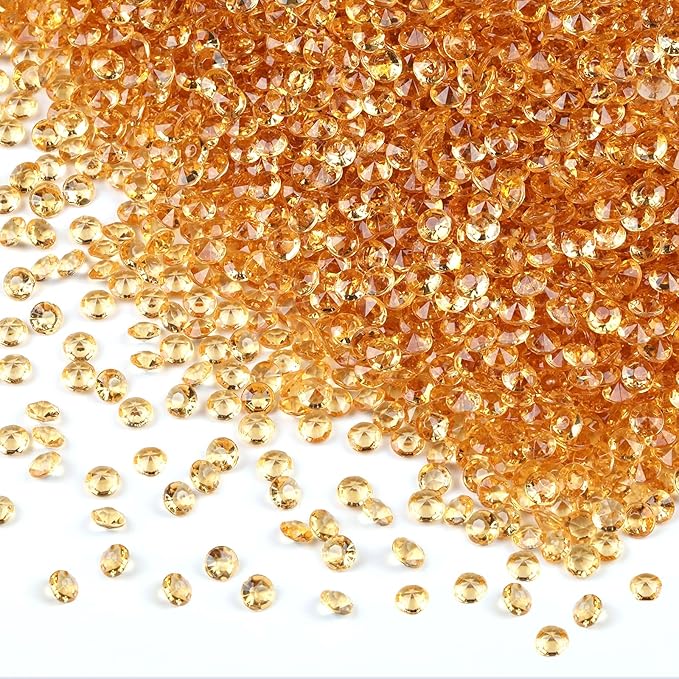 10000Pcs Crystal Acrylic Diamond Fake Gems Vase Filler, 4.5mm Faux Diamonds for Table Scatter Wedding Party, Bridal Shower, Birthday Decoration, Gold
