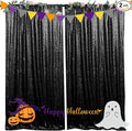 4FTx8FT Black Sequin Backdrop Curtains 2 Panels Sparkly Backdrop Drapes for Halloween Christmas Parties, Baby Showers,Birthday