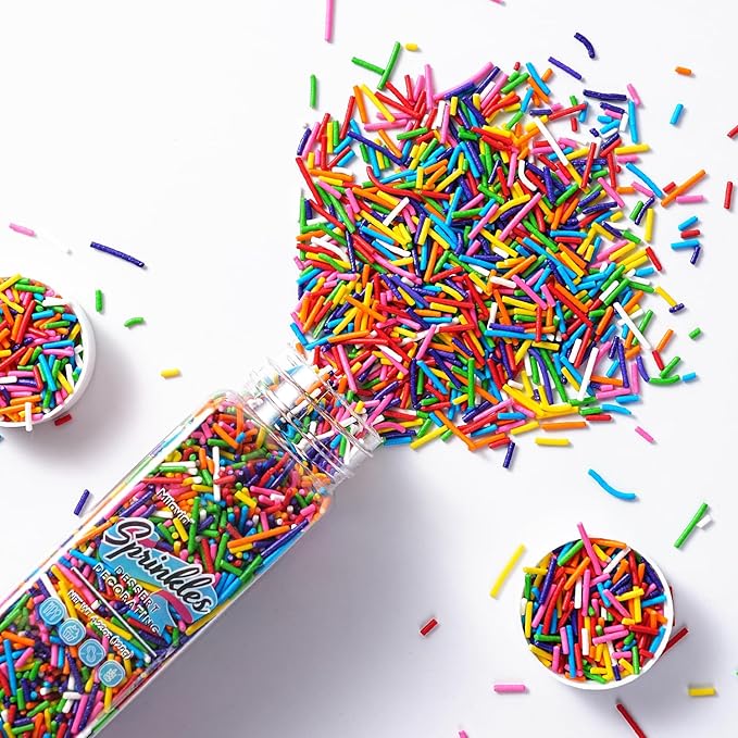 Edible Rainbow Sprinkles for Cake Decorating, 4.23oz Jimmies Sprinkles, Jimmies for Cookies, Cake Decorations, Ice Cream Toppings, Cupcakes(120g)