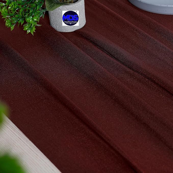 MDS 25 Pack 10ft Chiffon Table Runner 29 x 120 Inches Sheer Wedding Runner Romantic Rustic Table Runner for Wedding Decorations, Birthday Parties, Bridal Shower Party Arch Decor - Burgundy