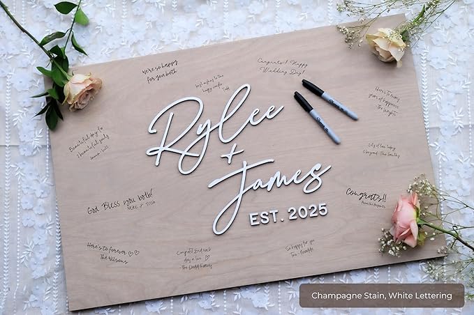 Personalized Last Name Guest Book, Unique Guest Book Sign, Custom Alternative Guest Book, Wooden Guest Book, Wedding Ceremony Guestbook Sign (Design 5)