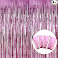 BEISHIDA 4 Pcs Pink Door Streamers Tinsel Curtain Party Streamers Backdrop Fringe Foil Wall Background for Birthday Christmas Wedding Pink Girls Valentine's Day Party Decoration(3.28 ft x 6.56 ft)