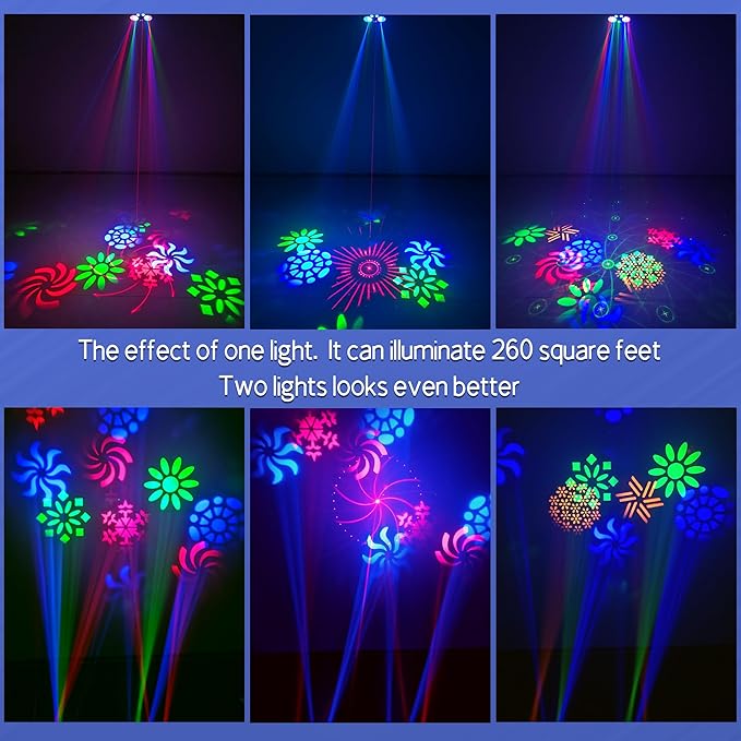 LED Patterns Stage Ligths, Party Lights Dj Disco Lights with Remote & DMX Controlled, Sound Activated Strobe Patterns for Party or Event, Game Dances, Karaoke Light (8.7"x6.3"x7.5")