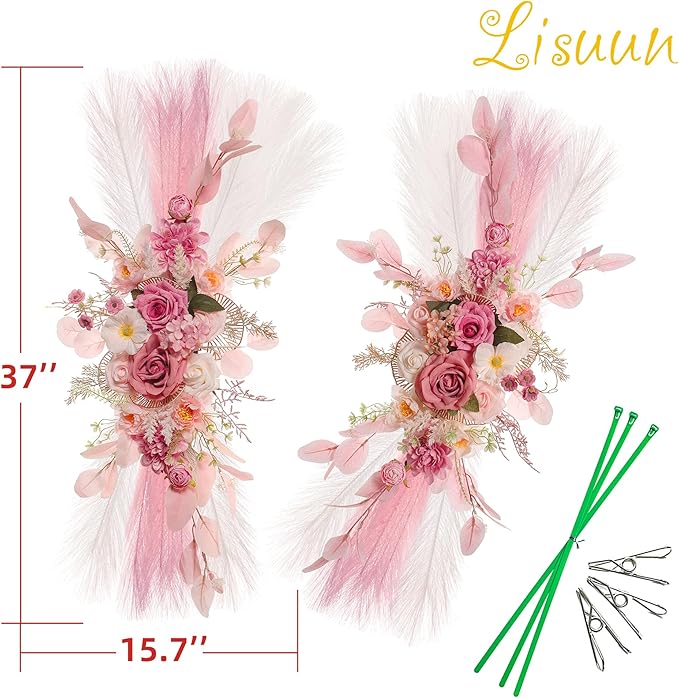 Wedding Arch Flowers, Artificial Flowers for Decoration, Large Flower Swag for Boho Styles Wedding Ceremony Floral Decor - Pack of 2