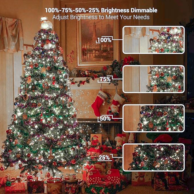 BrizLabs Cool White & Multicolor Christmas Lights, 180ft 500 LED Color Changing String, 11 Modes Tree Lights With Remote, Dimmable Xmas Clear Wire for Indoor Outdoor Christmas
