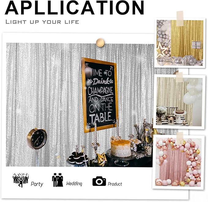 Hahuho Black Sequin Backdrop Curtain, 2PCS 2FTx8FT Glitter Backdrop Curtain for Parties, Christmas, Wedding, Party Decoration（2 Panels, 2FT x 8FT, Black