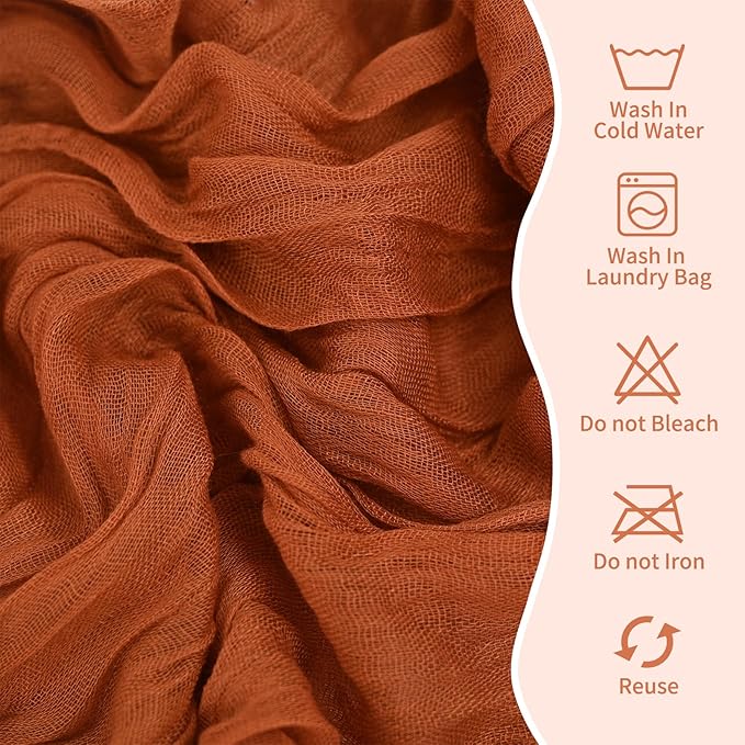 50 PCS Cheesecloth Chair Sashes, Bows Designed ChairSashes, 15.7x108 inch Chair Sashes for Aisle Decorations Universal Chairs Cover Decoration for Wedding Reception Party Banquet (Terracotta)