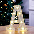 Marquee Light Up Letters, Glitter Silver LED Letter Lights Battery Powered Alphabet Letter Sign for Night Light Wedding Birthday Party Cafe Bar Decoration Girls Room Decor - A