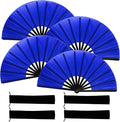 13inch Large Rave Fan Popping Clacking Fans for Line Dancing,Hand Fans for Women Foldable,Boots on The Ground Fan,Portable for Outdoor,Wedding,Party,Decoration (4pcs Blue)