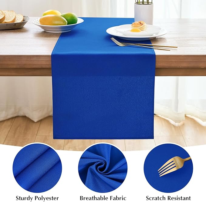 2 Pack Blue Small Short Table Runner 12 x 48 Inch Solid Color Runners Coffee Table Dresser for Daily Party Home Decoration