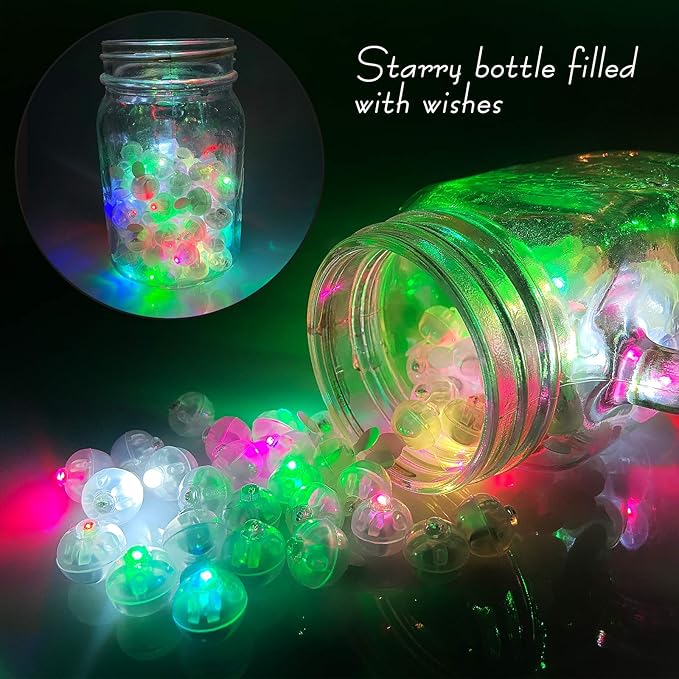 Aogist 100pcs Balloon Lights,Long Standby Time Waterproof Twinkle Mini Light,Battery Powered,Round LED Ball Lamp for Balloon Paper Lantern Party Wedding Christmas Halloween Decorative,Multicolor-Flash