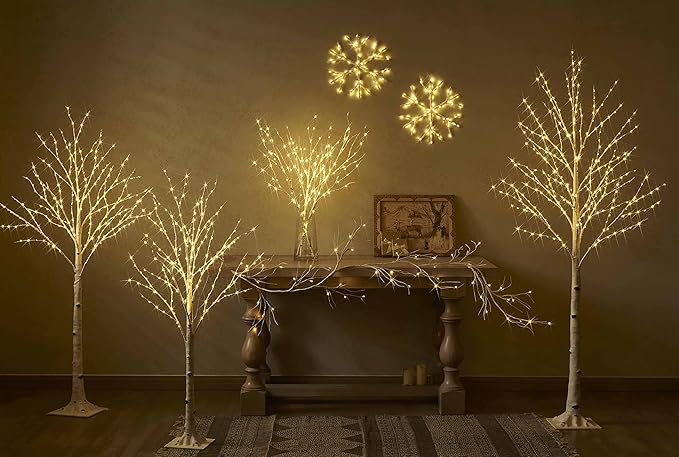 Hairui Lighted Birch Branches Battery Operated with 8 Functions 100 Multi Color and Warm White Lights, Pre Lit Twig Branches for Easter Christmas Party Room Decoration