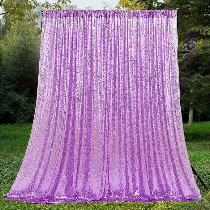 Lavender Sequin Backdrop Curtains 1 Panel 10FTx10FT Glitter Lavender Photo Backdrop Drapes Party Wedding Baby Shower Backdrop Sparkle Photography Background Backdrops