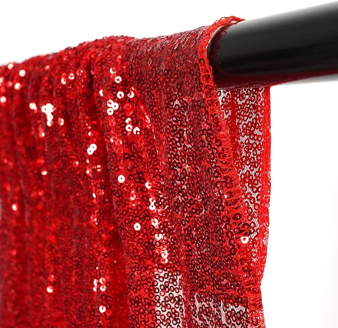 Poise3EHome Red Sequin Backdrop, 20Ft x 10Ft Glitter Photography Background Curtains for Party Baby Shower Wedding Birthday Christmas Thanksgiving Halloween Decoration
