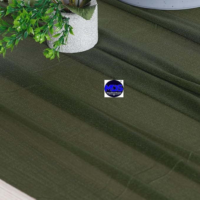 MDS Halloween Chiffon Table Runner - 25 Pack, 29 x 170 Inches, 14ft Each - Sheer Spooky Table Runners for Haunted House Parties, Trick-or-Treat Tables, Witchy Décor, Wedding & Events - Olive Green