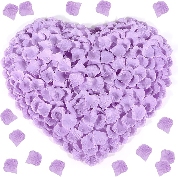1000 Pcs Light Purple Rose Petals Artificial Silk Flower Petals Romantic Decorations for Wedding Engagement Birthday Event Anniversary Party Backdrop Supplies