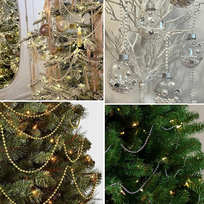 76.5 FT Pearl Beads Garland for Decoration, 6MM Craft Pearl Beads String Spool Ivory Color Faux Pearl Strand Roll for DIY Craft Wedding Party Christmas Tree Decoration