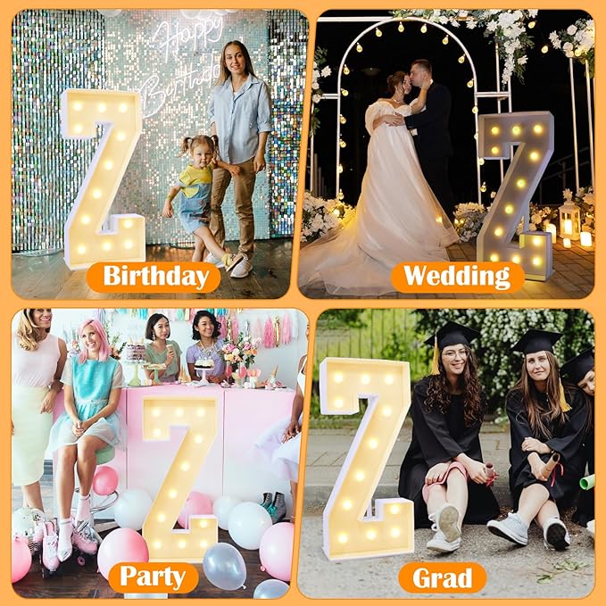 4ft Marquee for Letters Z, Large Light up Letters, Multifunctional Large Marquee for Letters 4 Feet Tall for Party Decorations, Letter Balloons, Wedding Decor, Proposal Decorations (Letters Z)