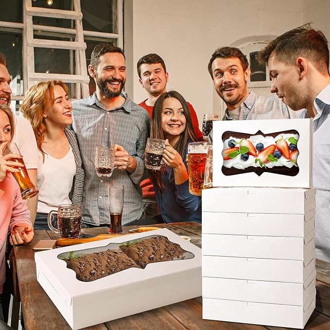 12pcs12x8x2.5 Inches Bakery Boxes,Cookie Boxes with 3Style for Window Bread,Treat，Chocolate,Strawberries,Dessert,Cakes,Donuts,Muffins,pastry