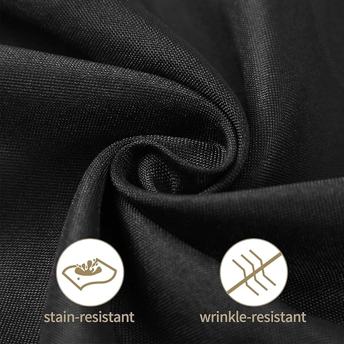 Ascoza 2pack 120 Inch Black Round Tablecloth in Polyester Fabric for Wedding/Banquet/Restaurant/Parties